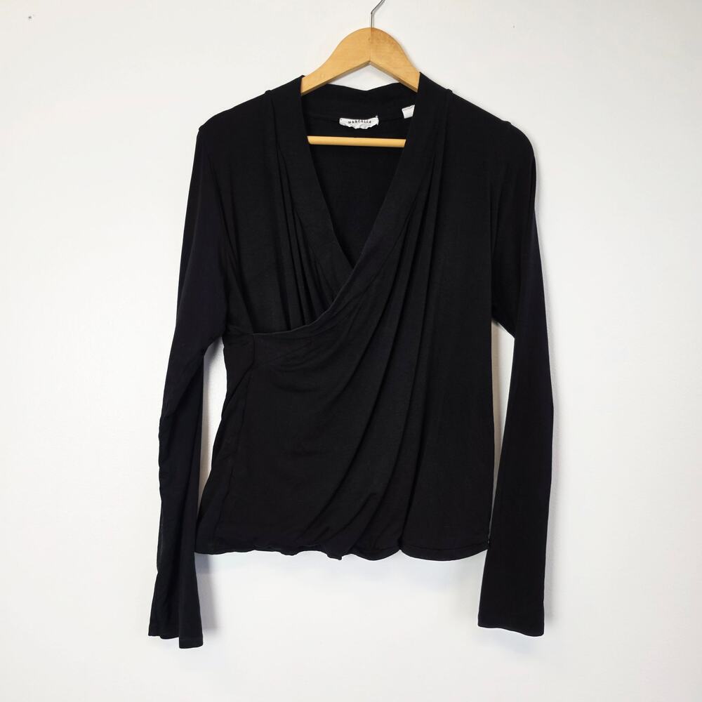 Marcella Black Long Sleeves Wrap Top XXL Minimalist Workwear Capsule Wardrobe